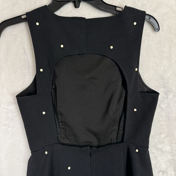 Tibi Black Ivory Beaded Mini Dress Size 4 Cutout Back Polka Dot Retro Sleeveless - Picture 14 of 16